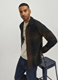 Jack & Jones Relaxed Kahve Çizgili Erkek Gömlek JPRBLATONY HEAVY CHECK OVERSHIRT L/
