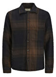 Jack & Jones Relaxed Kahve Çizgili Erkek Gömlek JPRBLATONY HEAVY CHECK OVERSHIRT L/