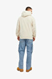 Jack & Jones Jorsilverlake Fleece Hood Erkek Bej Sweatshirt 12242470-Beige