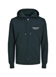 Jack & Jones Kapüşon Yaka Koyu Yeşil Erkek Sweatshırt 12241691_JORVESTERBRO SWEAT ZIP HOO