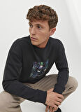 Jack & Jones Bisiklet Yaka Siyah Erkek Sweatshırt 12242366_JORSILVERLAKE SWEAT CREW N