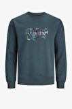 Jack & Jones Jorsılverlake Sweat Crew Neck Ln Erkek Yeşil Sweatshirt 12242366-Green