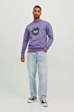 Jack & Jones Erkek Jorsılverlake Bisiklet Yaka Sweatshirt 12242366 Mor