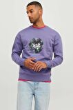 Jack & Jones Erkek Jorsılverlake Bisiklet Yaka Sweatshirt 12242366 Mor