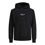 Jack&Jones Kapüşonlu Büyük Beden Siyah Erkek Sweatshirt 12244912