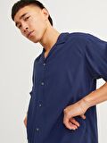 JJEJEFF SOLID RESORT SHIRT SS SN Navy