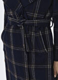 Only Lacivert Kadın Kaban ONLPATRICIA CHECK WOOL COAT OTW