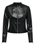 15301173 Only Onlvıcs Faux Leather Jacket Otw Kadın Deri Mont ve Ceket Black