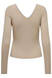 ONLY ONLJULIE LIFE LS V-NECK KNT BEJ