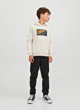 Jack & Jones Bej Erkek Çocuk Kapüşonlu Uzun Kollu Baskılı Sweatshirt JCOLOGAN AW23 SWEAT HOOD JNR
