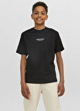 Jack & Jones Baskılı Siyah Erkek Çocuk T-Shirt 12242827