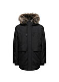 Only Siyah Erkek Kapüşon Yaka Mont 22027557_ONSFUTURE FAUX FUR