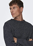 Only & Sons O Yaka Normal Düz Lacivert Erkek Kazak 22027146_ONSMALAKI REG 7 CREW KNIT
