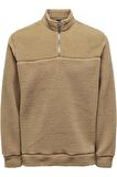 ONLY & SONS ONSREMY REG 1/4 ZIP SWT KAHVERENGİ