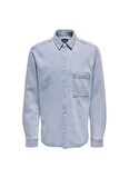 Only & Sons Rahat Mavi - Buz Erkek Denim Gömlek ONSBENNY REG CHAMBRAY LS SHIRT
