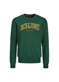 Jack & Jones Baskılı Erkek Koyu Yeşil Sweatshırt JJEJOSH SWEAT CREW NECK NOOS JNR