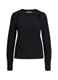JJXX Bisiklet Yaka Rahat Düz Siyah Kazak Kadın JXTILDE CREW NECK KNIT
