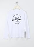 Jack & Jones Baskılı Beyaz Erkek Çocuk  T-Shirt JJFOREST TEE LS CREW NECK JNR