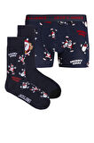 Jack & Jones Christmas Lacivert Erkek Yılbaşı Boxer Çorap Seti - 12246132