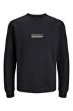 Jack & Jones 12246830-Fw Jorshadow Brandıng Sweat Crew Neck Blk Erkek Sweat Shirt