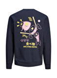 Jack & Jones Yuvarlak Yaka Lacivert Erkek Sweatshırt 12248538_JORMAKI SWEAT CREW NECK TG