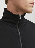 Jack & Jones Dik Yaka Siyah Erkek Sweatshırt 12250747_JJEBRADLEY SWEAT HALF ZIP