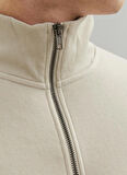 Jack & Jones Dik Yaka Ekru Erkek Sweatshırt 12250747_JJEBRADLEY SWEAT HALF ZIP