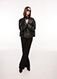 Only Siyah Kadın Mont ONLANJA FAUX LEATHER OVERSIZE PUFFE