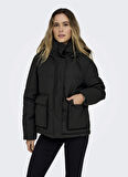 Only Siyah Kadın Mont ONLSALLY RAIN SHORT PUFFER OTW