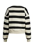 JJXX Bisiklet Yaka Çizgili Siyah Kadın Sweatshırt JXNORTH RLX LS STRIPE SWEAT SWT