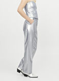 JJXX Orta Bel Rahat Gümüş Kadın Pantolon JXMARY HW FAUX LEATHER PANTS FL NOO