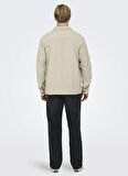 Only & Sons Normal Ekru Düz Erkek Gömlek ONSKENNET LS LINEN OVERSHIRT NOOS