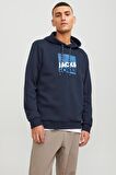 JACK&JONES JCOLOGAN SWEAT HOOD AW23 LACİVERT