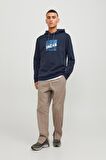 JACK&JONES JCOLOGAN SWEAT HOOD AW23 LACİVERT
