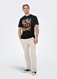 Only & Sons O Yaka Baskılı Siyah Erkek T-Shirt ONSKOLTON REG BEACH PHOTOPRINT SS T