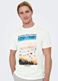 Only & Sons O Yaka Baskılı Beyaz Erkek T-Shirt ONSKOLTON REG BEACH PHOTOPRINT SS T