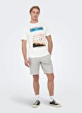 Only & Sons O Yaka Baskılı Beyaz Erkek T-Shirt ONSKOLTON REG BEACH PHOTOPRINT SS T