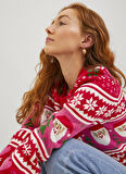 JJXX Bisiklet Yaka Normal Desenli Kırmızı Kazak Kadın JXMAS CREW NECK KNIT