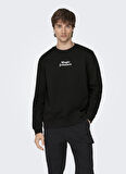 Only & Sons O Yaka Siyah Erkek Sweatshırt 22027894_ONSCELEBRITY REG CREW NECK