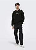 Only & Sons O Yaka Siyah Erkek Sweatshırt 22027894_ONSCELEBRITY REG CREW NECK