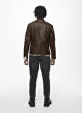 Only & Sons Normal Kahve Erkek Ceket ONSMIKE PU RACER JACKET OTW VD NOOS
