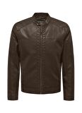 Only & Sons Normal Kahve Erkek Ceket ONSMIKE PU RACER JACKET OTW VD NOOS