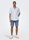 Only & Sons Dar Mavi - Buz Erkek Denim Şort ONSPLY LBD 7644 PIM DNM SHORTS VD