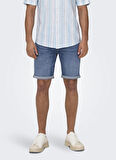 Only & Sons Dar Mavi - Buz Erkek Denim Şort ONSPLY LBD 7644 PIM DNM SHORTS VD
