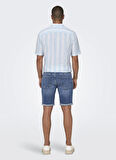 Only & Sons Dar Mavi - Buz Erkek Denim Şort ONSPLY LBD 7644 PIM DNM SHORTS VD