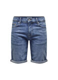 Only & Sons Dar Mavi - Buz Erkek Denim Şort ONSPLY LBD 7644 PIM DNM SHORTS VD