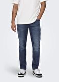Only & Sons Yüksek Bel Normal Koyu Mavi Erkek Denim Pantolon ONSWEFT REG. ONE DBD 7620 PIM DNM V
