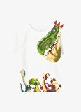 Name İt Desenli Krem Erkek Çocuk T-Shirt NMMMIK GIGANTOSAURUS SS TOP VDE