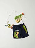 Name İt Desenli Krem Erkek Çocuk T-Shirt NMMMIK GIGANTOSAURUS SS TOP VDE