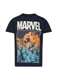 Name İt Desenli Lacivert Erkek Çocuk  T-Shirt NKMFRANCE MARVEL SS TOP MAR